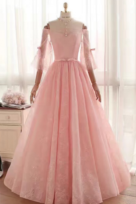 Belt Party Dress Long-sleeved Long Prom Dresses M398