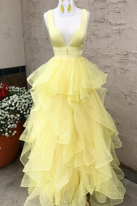 Glamorous Yellow Prom Dresses Long M421