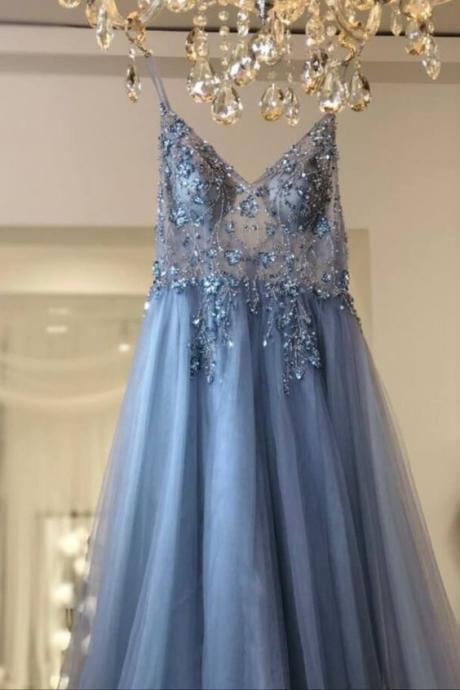 Luxury Beading Prom Dresses, Princess Tulle Long Prom Gowns M427