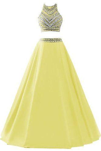 Beaded Prom Dresses,beading Prom Dress,2 Pieces Prom Gowns,elegant Evening Dress M442
