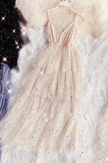 Tulle V Neck Senior Prom Dress, Long Evening Dress M447