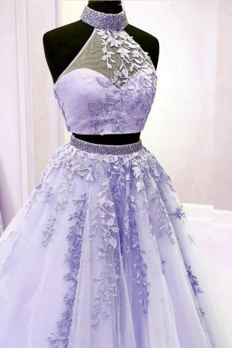Lavender Prom Dresses Two Piece M610