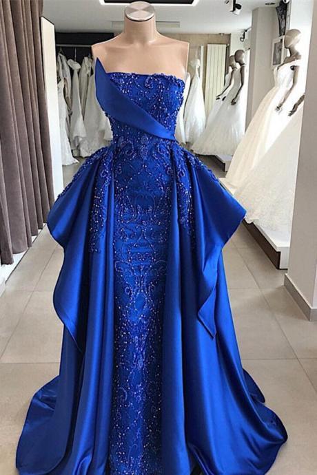 Royal Blue Long Wedding Dress Prom Evening Dress M658
