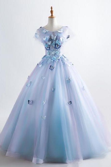 Romantic Colorful Lace Flower Prom Dress The Bride Banquet Sweet Appliques Long Party Formal Gown M675