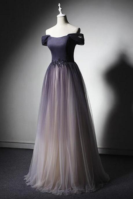 Gradient Tulle Purple Long Junior Prom Dress, Lovely Prom Gowns M679
