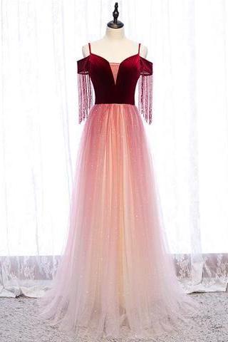 Burgundy Tulle Long Prom Dress Burgundy Tulle Formal Dress M700