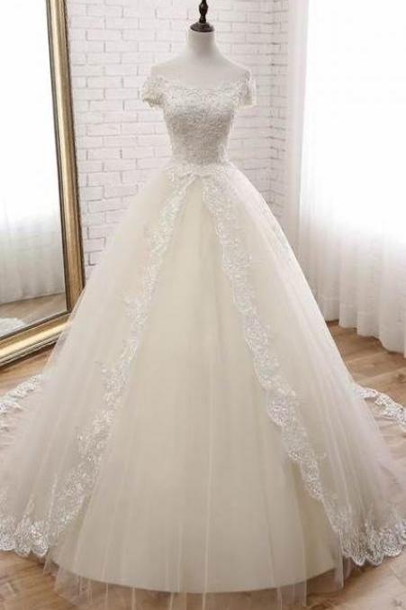 Wedding Dresses Lace Poofy Evening Dress M721