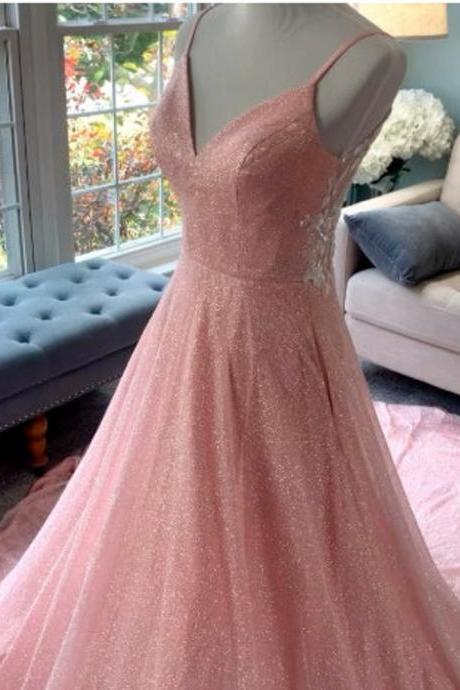 Blush Bling Wedding Dress With Pockets ,wedding Dress With Sparkles M731