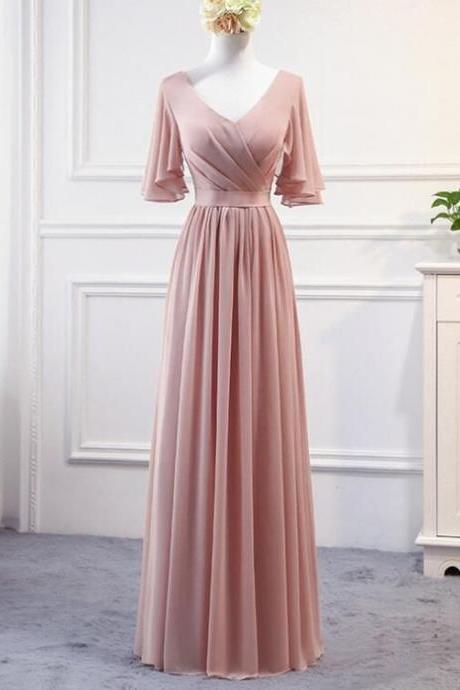 Beautiful Dark Pink Mismatch Chiffon Long Bridesmaid Dresses M871