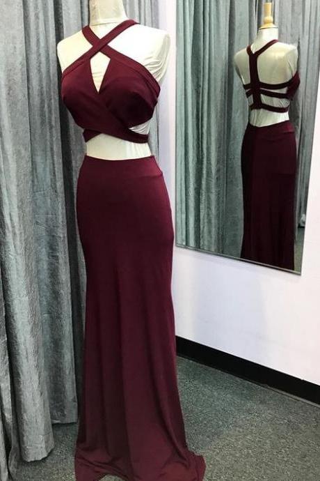 Two Piece Prom Dress,mermaid Prom Dress,burgundy Prom Dress,mermaid Evening Gowns,long Party Dresses M905