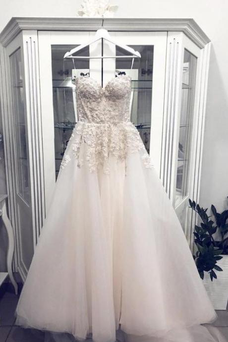 A Line Sweetheart Neck Lace Prom Dress Evening Dress M918