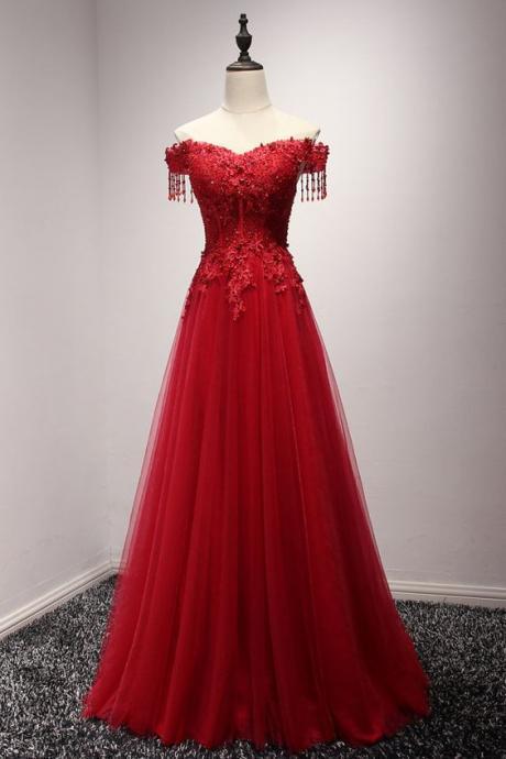 Glamorous Tulle Long Prom Dresses With Beadings M925