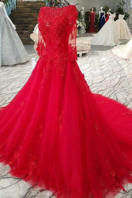 Red Wedding Gown Lace Bridal Dress M944