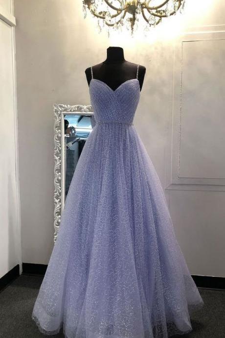 Sweetheart Tulle Sequin Long Prom Dress Formal Dress M966