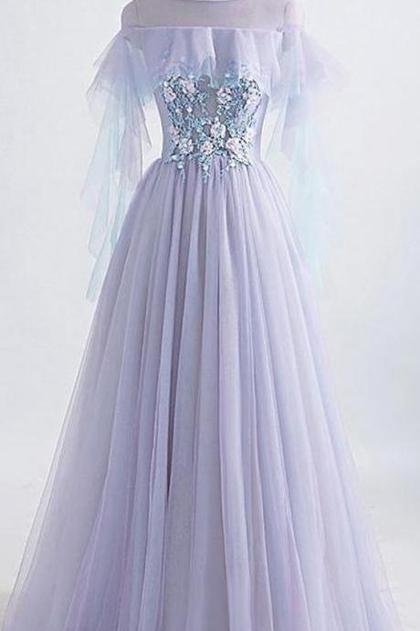 A-line Prom Dress With Beaded Lace Appliques M993