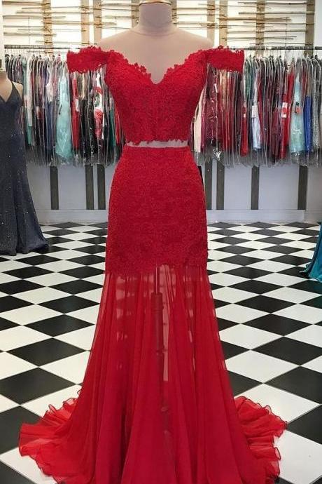 Sexy Red Two Piece Prom Dress M1154