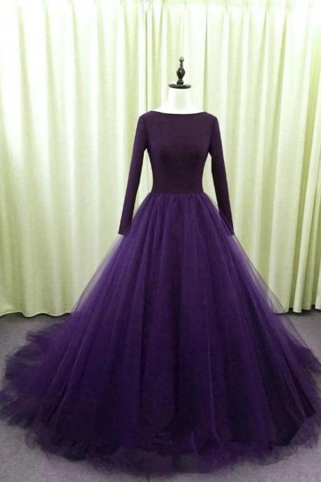 Gorgeous Spandex And Tulle Ball Gown Evening Dress, Purple Party Dress M1225