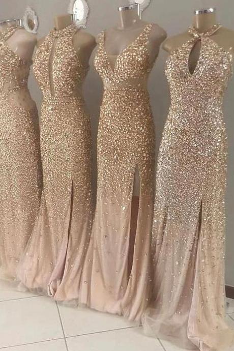 Sparkly Gold Prom Dresses, Long Prom Dress, Prom Dress M1232