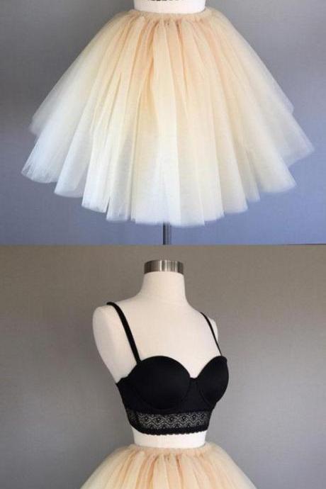 Two Piece Black Homecoming Dress A Line Tulle Short Prom Drsess M1270