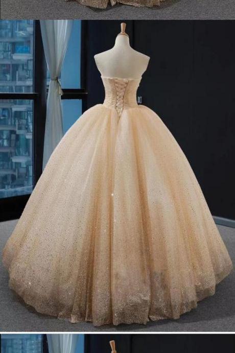 Ball Gown Sequins Prom Dress Beading Plus Size Prom Dress M1271