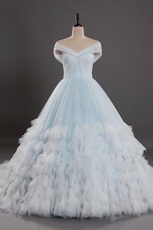 Light Blue Ball Gown Wedding Dress Long A Line Evening Dress M1374