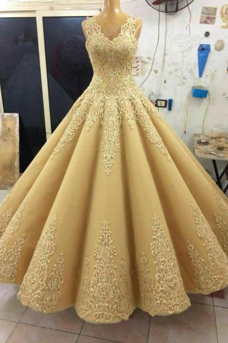 V Neck Tulle Lace Applique Long Prom Dress, Evening Dress M1507