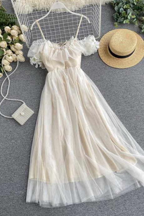 Cute Champagne Tulle Dress Summer Dress M1508