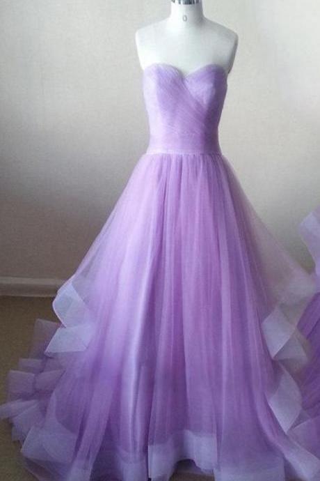 Sleeveless Lavender Prom Dress, Tiered Formal Occasion Dress M1537