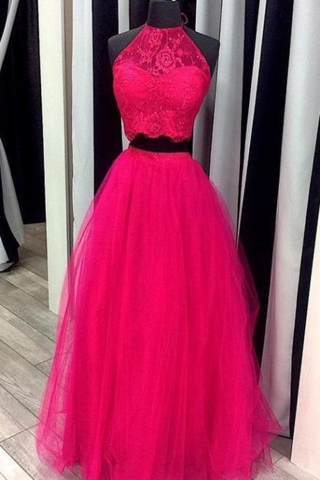 Two Pieces Pink Prom Dress, Prom Dresses,graduation Party Dresses, Prom Dresses For Teens M1540