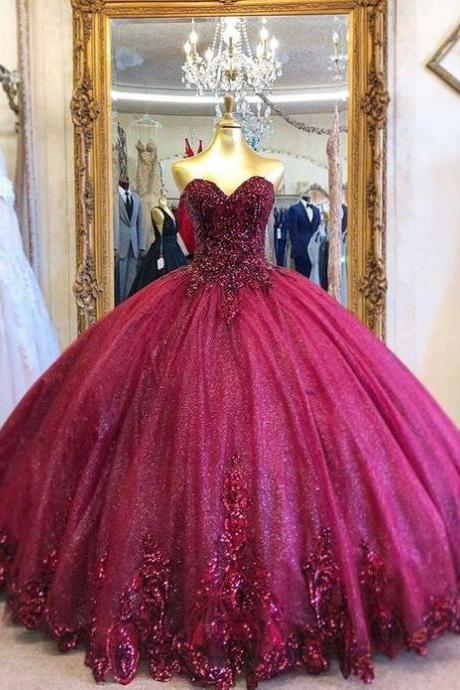 Burgundy Prom Dress A-line Modest Prom Dresses Long Evening Dress M1544