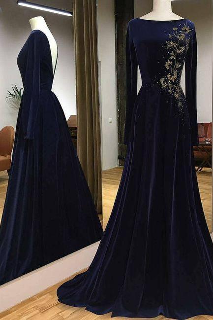 Long Sleeve Prom Dresses Custom Made Sexy Formal Evening Dress For Women M1570
