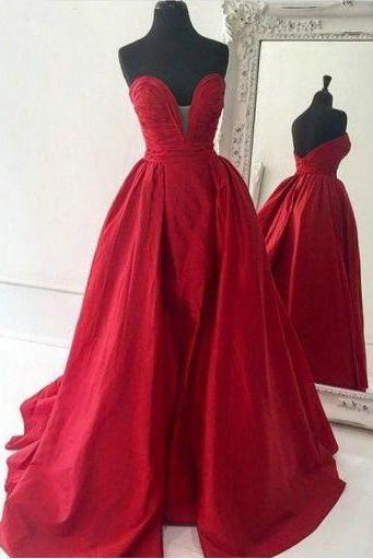 Deep V Neck Prom Dress,quinceanera Dresses,red Prom Dress,ball Gown Prom Dress M1573