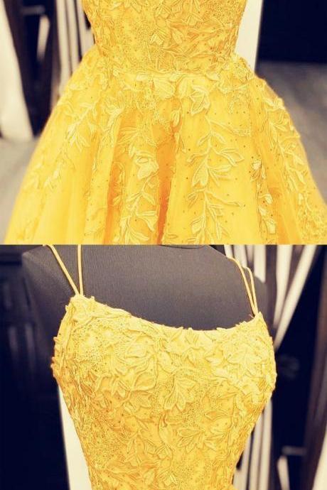 Elegant Yellow Ball Gown Prom Dresses M1638