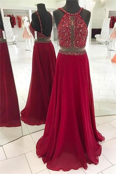 Backless Top Beaded Long Prom Dress,fashion Wedding Party Dress M1687