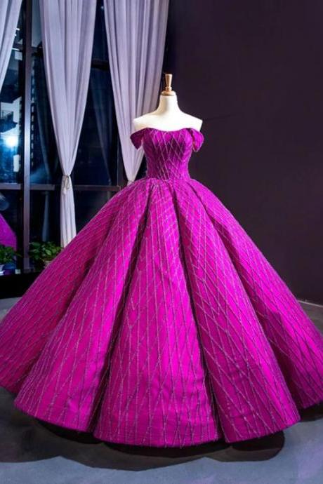 Purple Ball Gown Off The Shoulder Haute Couture Prom Dress M1739