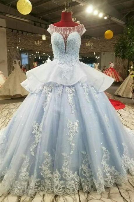 Chic Vintage Prom Dress Lace Ball Gown Prom Dress M1855