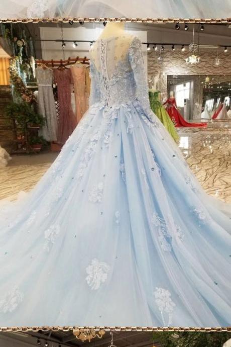 Appliques Ball Gown Prom Dress With Train Ball Gown Prom Dress M1859
