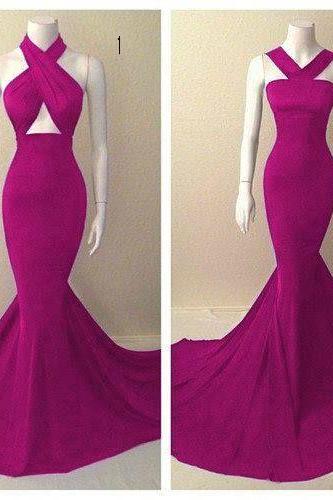 Pink Prom Dress, Mermaid Long Prom Dress,high Neck Prom Gown,spandex Prom Gowns M1895