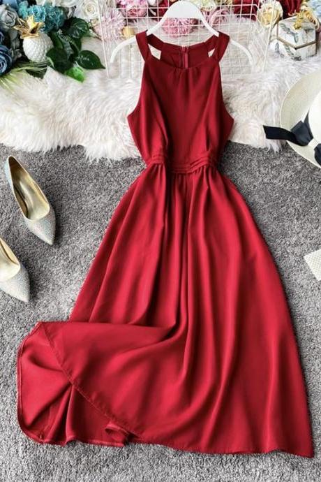Red A Line Sleeveless Summer Dress Fashion Dress M1912