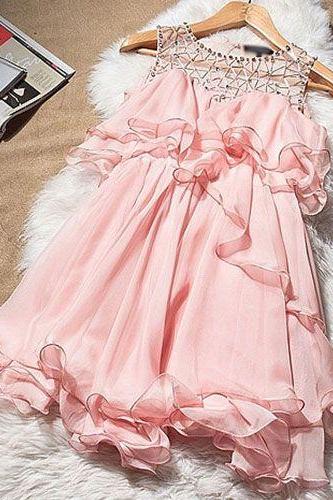 Beaded See Through Mesh Top Sleeveless Tank Dress Skirt Charming Party Dress M1913