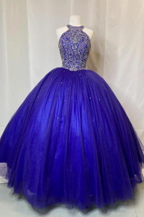 A-line Blue Prom Dress Evening Dress Wedding Dress Long M1934