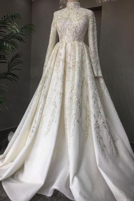 A-line Prom Dress Evening Dress Wedding Dress Long M1937