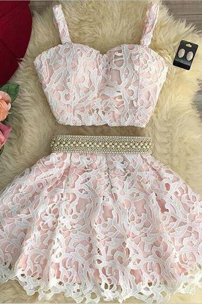 Check affordable Two Piece Homecoming Dress Light Pink Homecoming Dress Freshman Homecoming Dress m1952