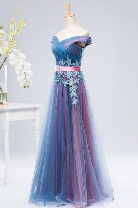 Charming Blue And Purple Sweetheart Long Formal Gown, Bridesmaid Dress M1958