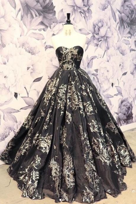 Black Satin Long Prom Dress, Black Evening Dress M1966