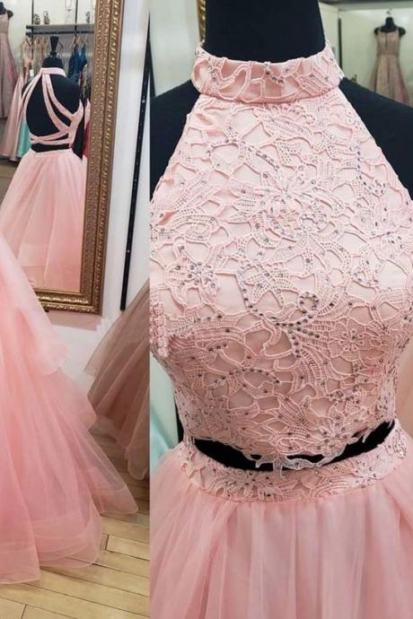 Tulle Long A Line Prom Dress, Evening Dress With Lace Applique M2036