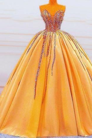 Ball Gown Prom Dresses Long Tulle V Neck Evening Gown Beaded M2079