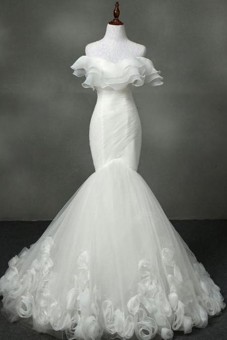 Tulle Wedding Dress, Lace Mermaid Wedding Dress, Sexy Bridal Dress M2132