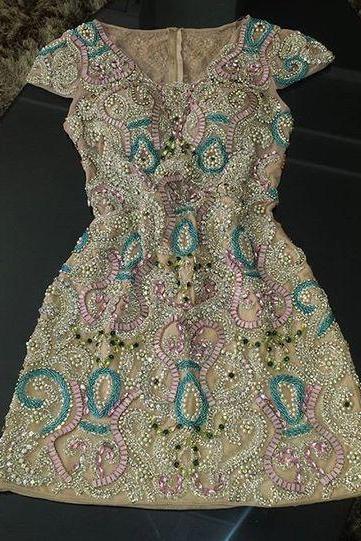Short Prom Dresses, Beaded Prom Dress, Custom Made Homecoming Dress M2139