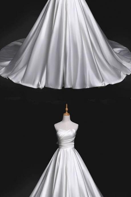 Straplss Bodice Corset Ball Gown Wedding Dress Satin M2152